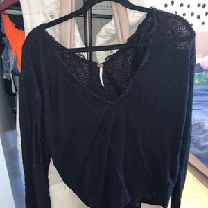 free people v neck sweater black